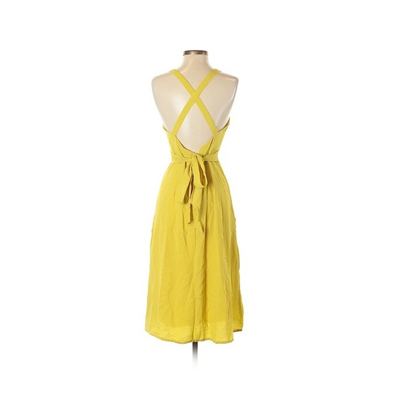 chartreuse yellow dress with pockets - Picture 3 of 4